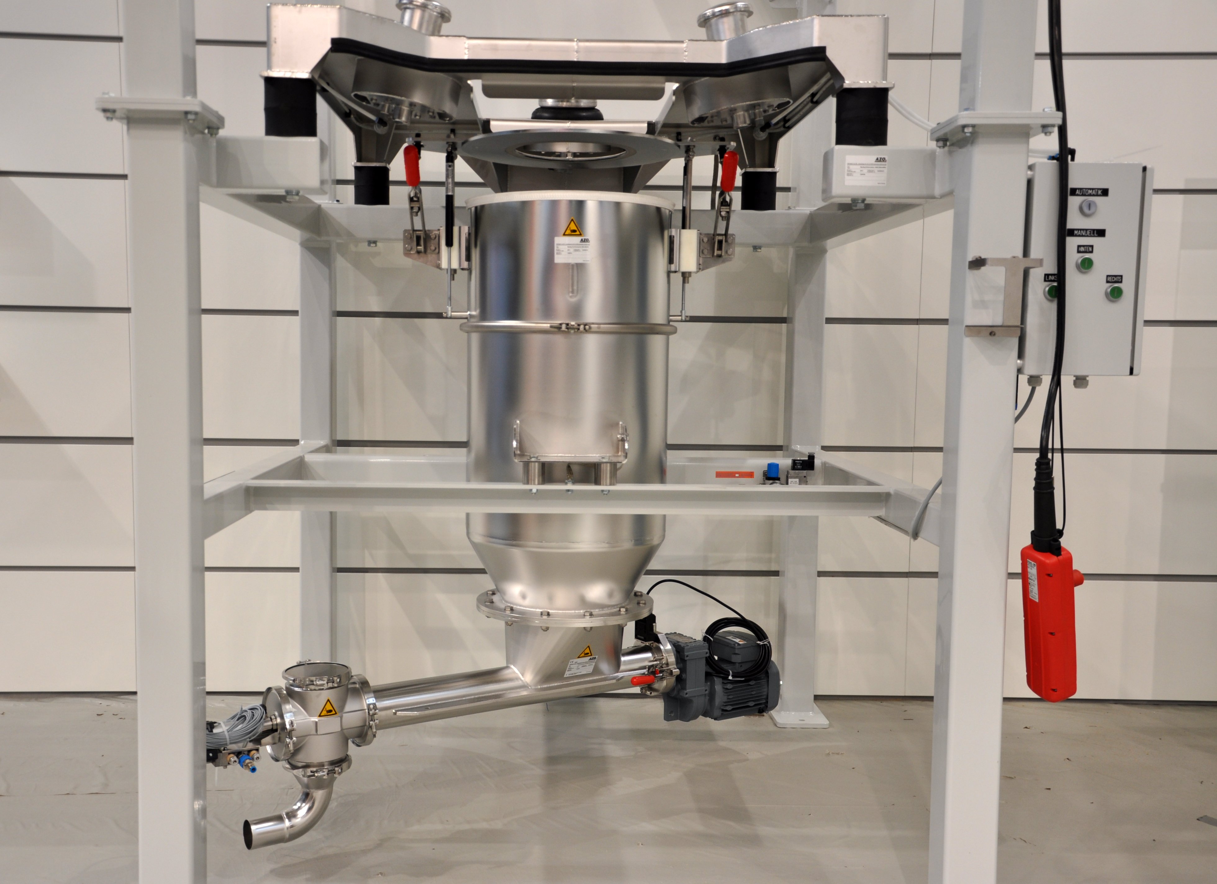Model B Big Bag Unloader Lower Frame Assembly with Minimized Storage and DFS Screw Feeder (sold separately)