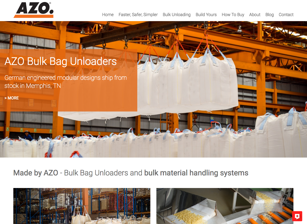 AZO Inc bulk bag unloading resource website